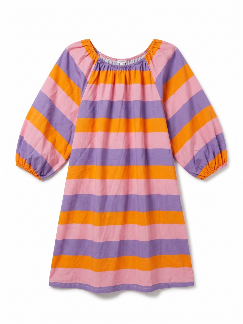 Frances Valentine Striped Shift Dress Womens M Multi Color Puff Sleeve